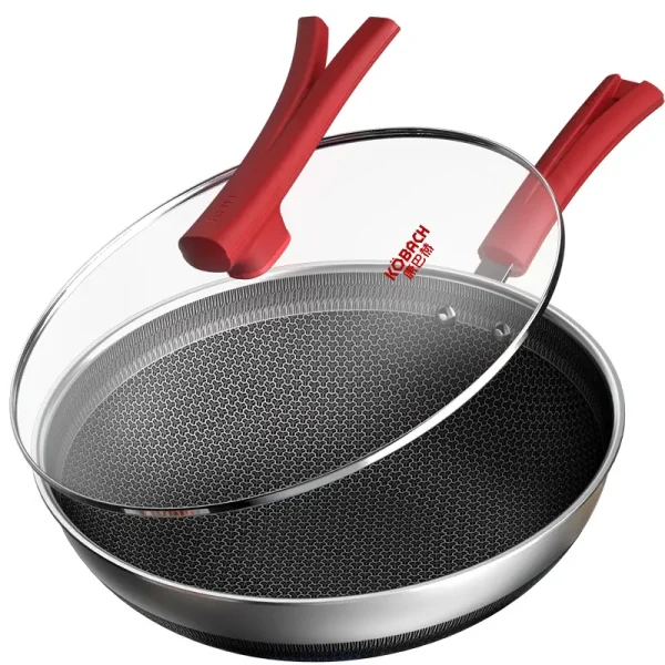 康巴赫经典红双面花纹炒锅